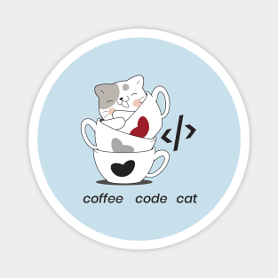 coffee code cat - meow Magnet